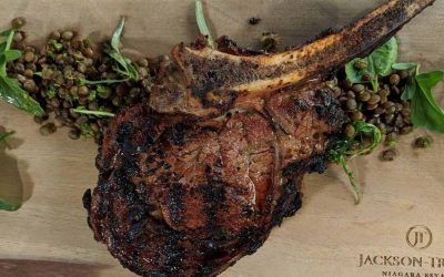 Red Wine Marinated Veal Chops with Herbed Lentil Salad and Red Wine Vinaigrette