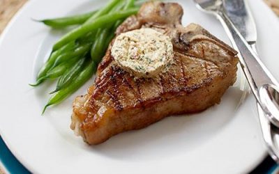 Grilled Veal Chops with Spicy Goat Cheese