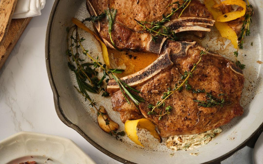 Herbed-Garlic Cheese Stuffed Veal Chops