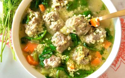Italian Wedding Soup with Pecorino Romano Veal Meatballs
