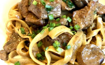 Mushroom Veal Stroganoff on Fresh Egg Tagliatelle