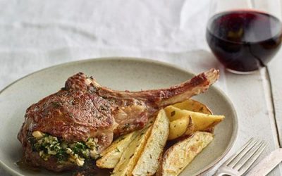 Spinach and Feta Stuffed Veal Chop