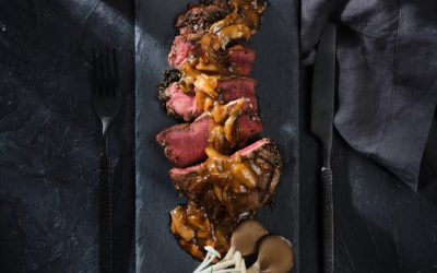 Veal Pepper Steak with Mushrooms and Cognac Demi