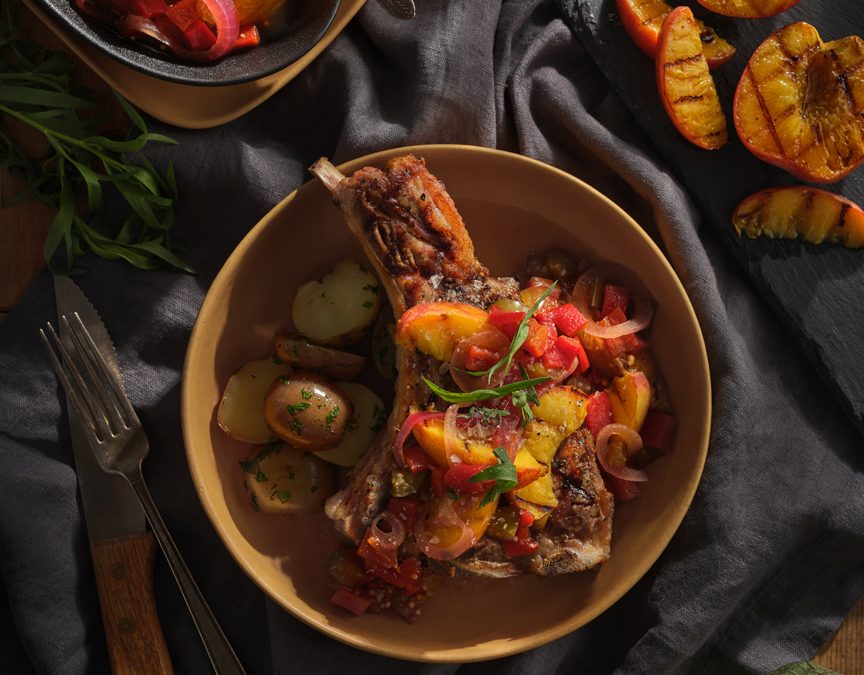 Grilled Veal Chops with Smoky Peach Relish