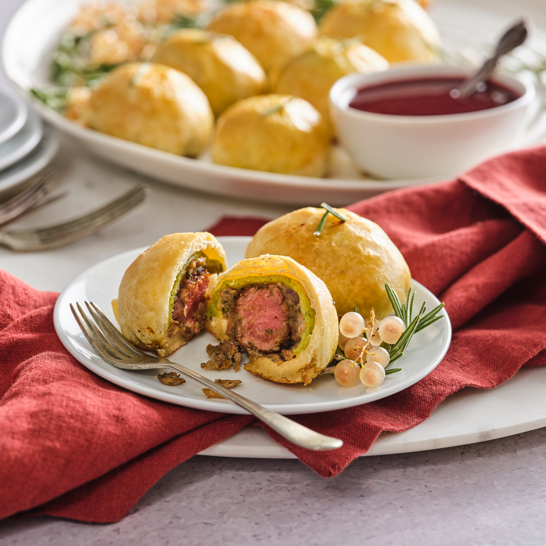 Mini Veal Wellington Bites in Red Wine Demi Glacé Ontario Veal Appeal