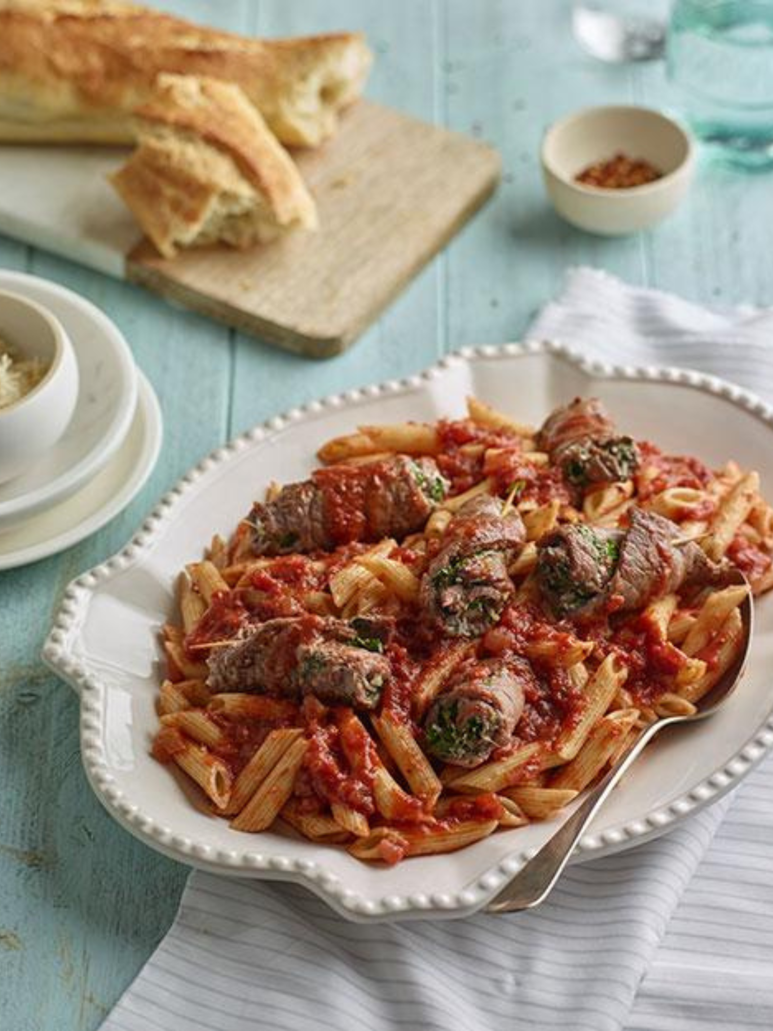 A simple sauce made with evaporated milk is much lower in fat than a traditional rose sauce but gives the sensation of a rich dish