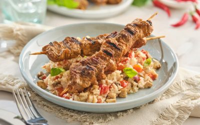 Veal Saté with Dirty Mushroom Rice