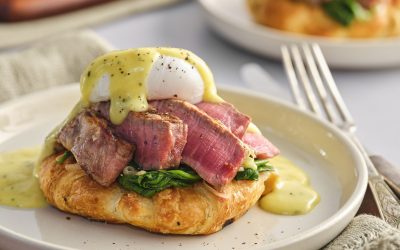 Grilled Veal Tenderloin Eggs Benedict