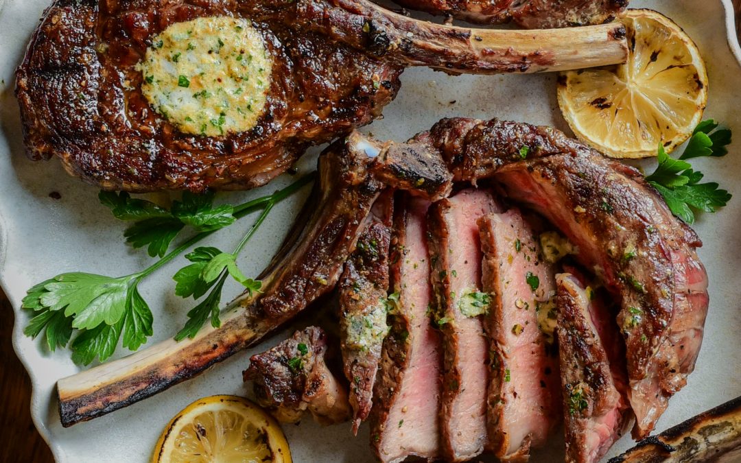 Grilled Veal Chops with Dijon Caper Lemon Butter